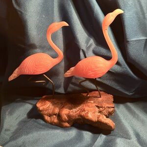 1982 Vintage John Perry Studios Flamingo Figurines - 7” tall